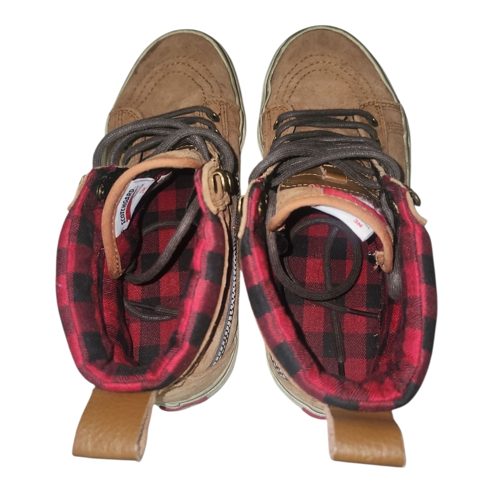 Vans Sk8-Hi MTE Scotchgard Suede Sneakers Men’s 7 / Women’s 8.5 Tan Plaid Lining - Picture 6 of 10